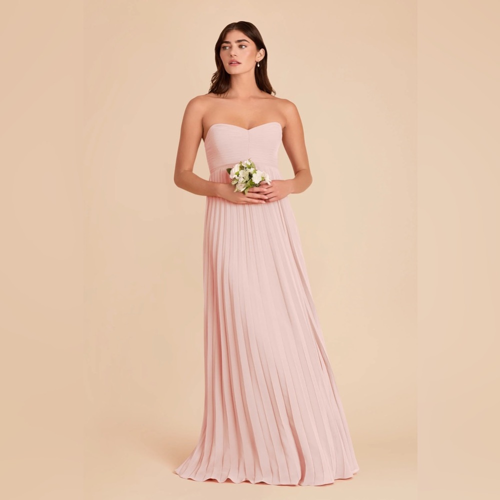 Strapless Pleated Chiffon Maxi Dress - Blush Pink